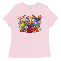 Bubblegum Pink LGBTQ+ Pride Coffee Cups Ladies Tee - BundleAndBundleShop