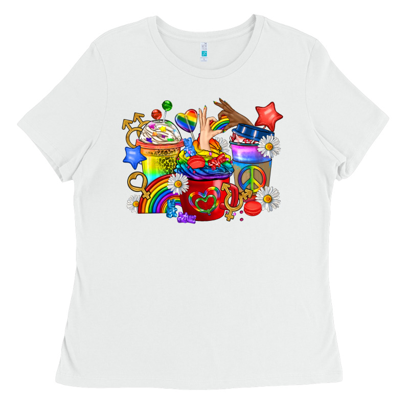 Lgbtq+ Pride Coffee Cups Ladies Tee by BundleAndBundleShop | Teevron