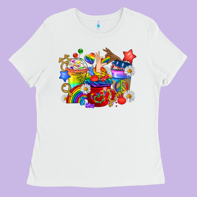 Lgbtq+ Pride Coffee Cups Ladies Tee Designed By Bundleandbundleshop