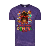 Cloud Purple Santa's Favorite Dental Squad Afro Messy Bun Vintage Tee - texasbilliewilder