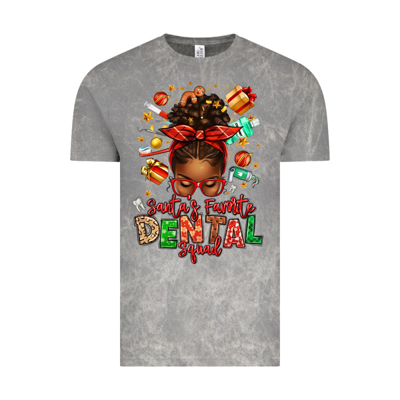 Santa's Favorite Dental Squad Afro Messy Bun Vintage Tee by texasbilliewilder | Teevron