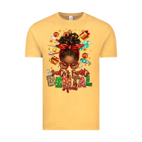 Vintage Mustard Santa's Favorite Dental Squad Afro Messy Bun Vintage Tee - texasbilliewilder