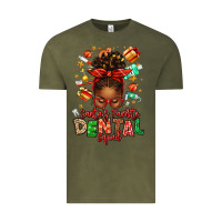 Vintage Olive Santa's Favorite Dental Squad Afro Messy Bun Vintage Tee - texasbilliewilder