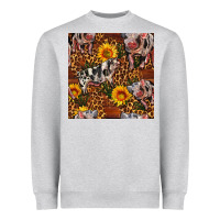 Western Spotted Pig With Sunflowers Seamless Heavyweight Sweatshirt | Teevron