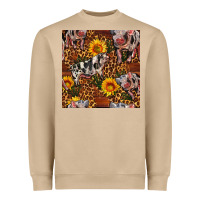 Mushroom Western Spotted Pig With Sunflowers Seamless Heavyweight Sweatshirt - FaDigitalArtStudio