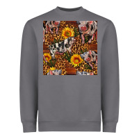 Storm Western Spotted Pig With Sunflowers Seamless Heavyweight Sweatshirt - FaDigitalArtStudio