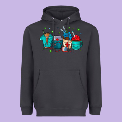Nurse Drink Coffee Heavyweight Hoodie Designed By Cowhidedigitalart