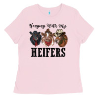 Bubblegum Pink hanging with my heifers Ladies Tee - RanaPortraitStore