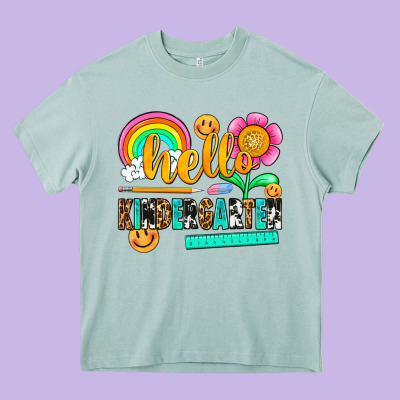 Hello Kindergarten Heavy Core Tee Designed By Nancycooperartshop