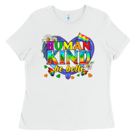 White LGBTQ Pride Human Kind Be Both Ladies Tee - BundleAndBundleShop