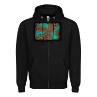 Black western leopard turquoise glitter tooled leather Zipper Hoodie - FaDigitalArtStudio