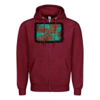 Burgundy western leopard turquoise glitter tooled leather Zipper Hoodie - FaDigitalArtStudio