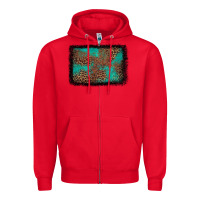 Red western leopard turquoise glitter tooled leather Zipper Hoodie - FaDigitalArtStudio