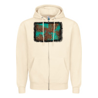 Sandshell western leopard turquoise glitter tooled leather Zipper Hoodie - FaDigitalArtStudio