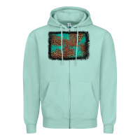 Seafoam western leopard turquoise glitter tooled leather Zipper Hoodie - FaDigitalArtStudio