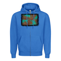 True Royal western leopard turquoise glitter tooled leather Zipper Hoodie - FaDigitalArtStudio