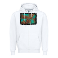 White western leopard turquoise glitter tooled leather Zipper Hoodie - FaDigitalArtStudio