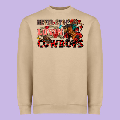 Never Stop Lovin Cowboys Heavyweight Sweatshirt Designed By Fadigitalartstudio