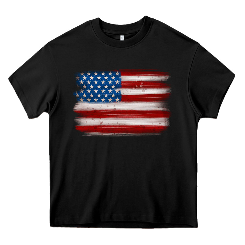 American Flag Distressed Background Heavy Core Tee by MaliasSmallBusiness | Teevron