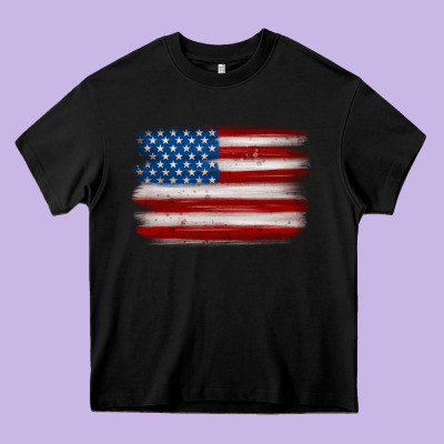 American Flag Distressed Background Heavy Core Tee Designed By Maliassmallbusiness