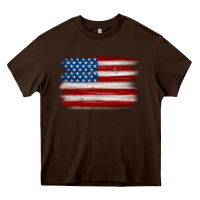 Chocolate Brown american flag distressed background Heavy Core Tee - MaliasSmallBusiness