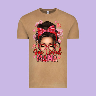 One Loved Mama Messy Bun Vintage Tee Designed By Texasbilliewilder