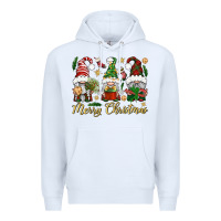 White Merry Christmas Gnomes Premium Hoodie - BundleAndBundleShop