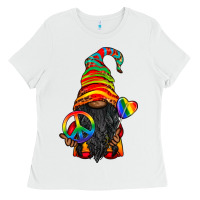 White LGBTQ+ Pride Gnome With Candy Ladies Tee - BundleAndBundleShop
