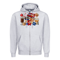 Heather Grey postal worker coffee cups Zipper Hoodie - FaDigitalArtStudio