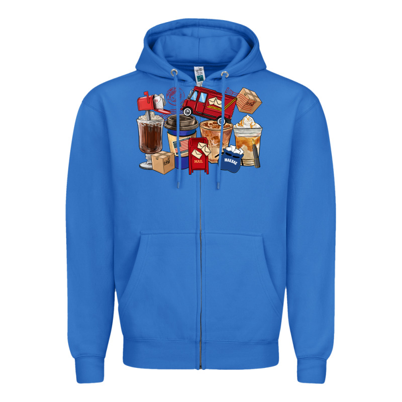 Postal Worker Coffee Cups Zipper Hoodie by FaDigitalArtStudio | Teevron