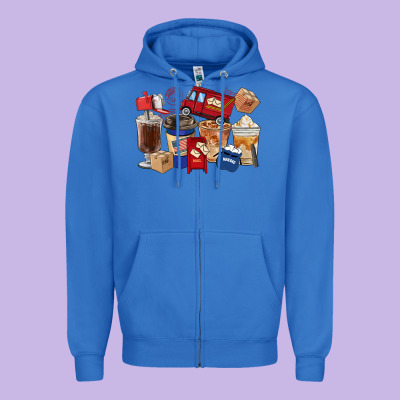 Postal Worker Coffee Cups Zipper Hoodie Designed By Fadigitalartstudio
