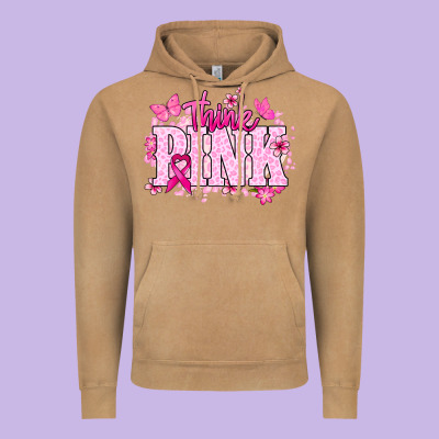 Think Pink Vintage Hoodie Designed By Nancycooperartshop