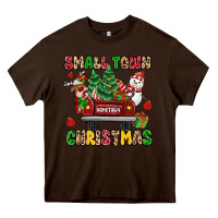 Chocolate Brown Christmas Santa and reindeer truck Heavy Core Tee - MaliasSmallBusiness