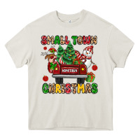 Cream Christmas Santa and reindeer truck Heavy Core Tee - MaliasSmallBusiness
