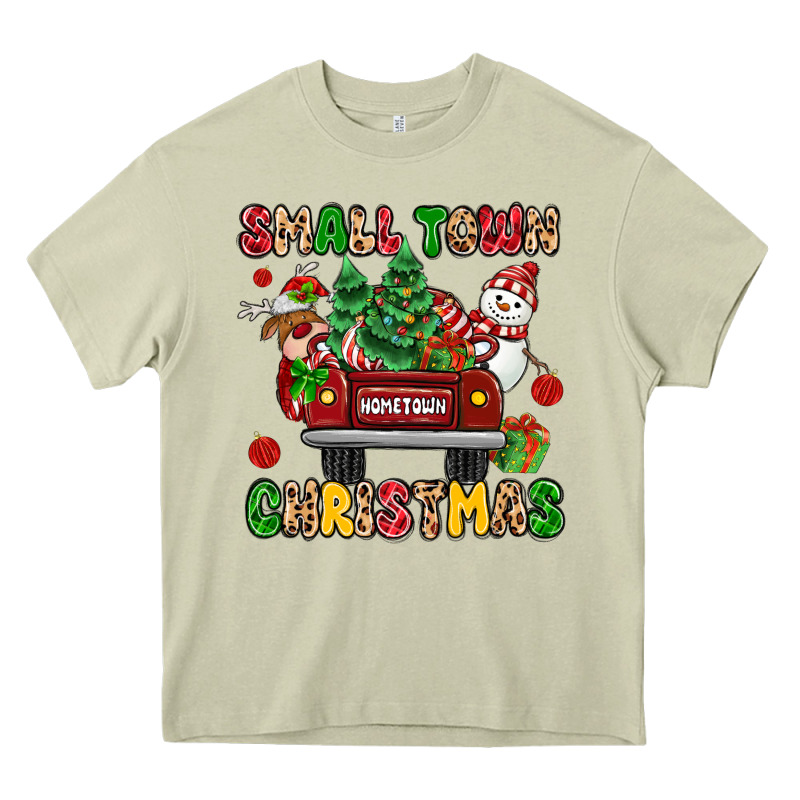 Christmas Santa And Reindeer Truck Heavy Core Tee by MaliasSmallBusiness | Teevron