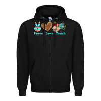 Black peace love teach Zipper Hoodie - BundleAndBundleShop