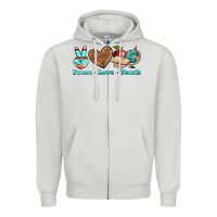Dove Grey peace love teach Zipper Hoodie - BundleAndBundleShop