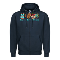 Navy peace love teach Zipper Hoodie - BundleAndBundleShop