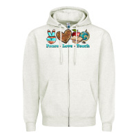 Oatmeal Heather peace love teach Zipper Hoodie - BundleAndBundleShop
