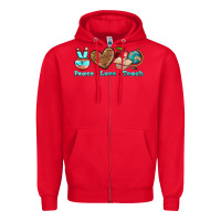 Red peace love teach Zipper Hoodie - BundleAndBundleShop