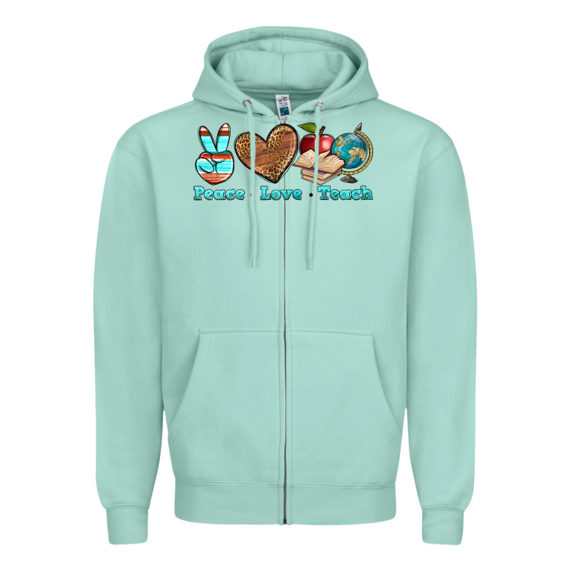 Peace Love Teach Zipper Hoodie by BundleAndBundleShop | Teevron