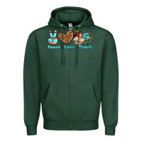 Sports Green peace love teach Zipper Hoodie - BundleAndBundleShop
