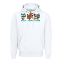 White peace love teach Zipper Hoodie - BundleAndBundleShop