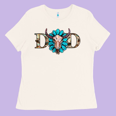 Western Dad With Gemstone And Skull Ladies Tee Designed By Ranaportraitstore