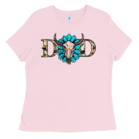 Bubblegum Pink western dad with gemstone and skull Ladies Tee - RanaPortraitStore