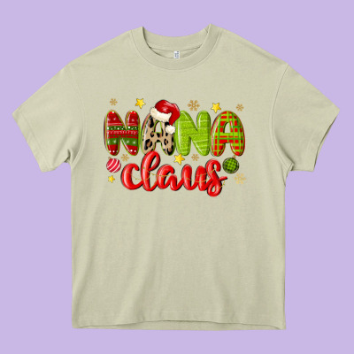 Nana Claus Heavy Core Tee Designed By Maliassmallbusiness