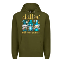 Army Green chillin' with my gnomies Premium Hoodie - BundleAndBundleShop