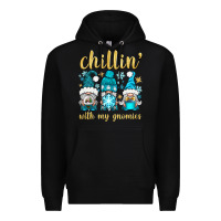Black chillin' with my gnomies Premium Hoodie - BundleAndBundleShop