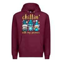 Burgundy chillin' with my gnomies Premium Hoodie - BundleAndBundleShop