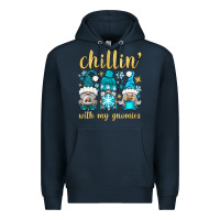 Navy chillin' with my gnomies Premium Hoodie - BundleAndBundleShop